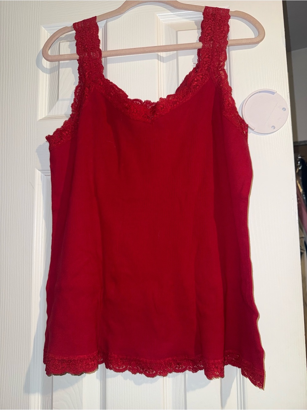 Just My Size Red Lace-Trim Camisole